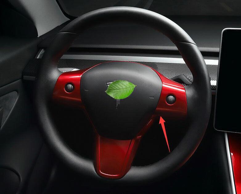 for Tesla Model 3 Y 2017-2023 Glossy Red Steering Wheel Button Frame Cover Trim