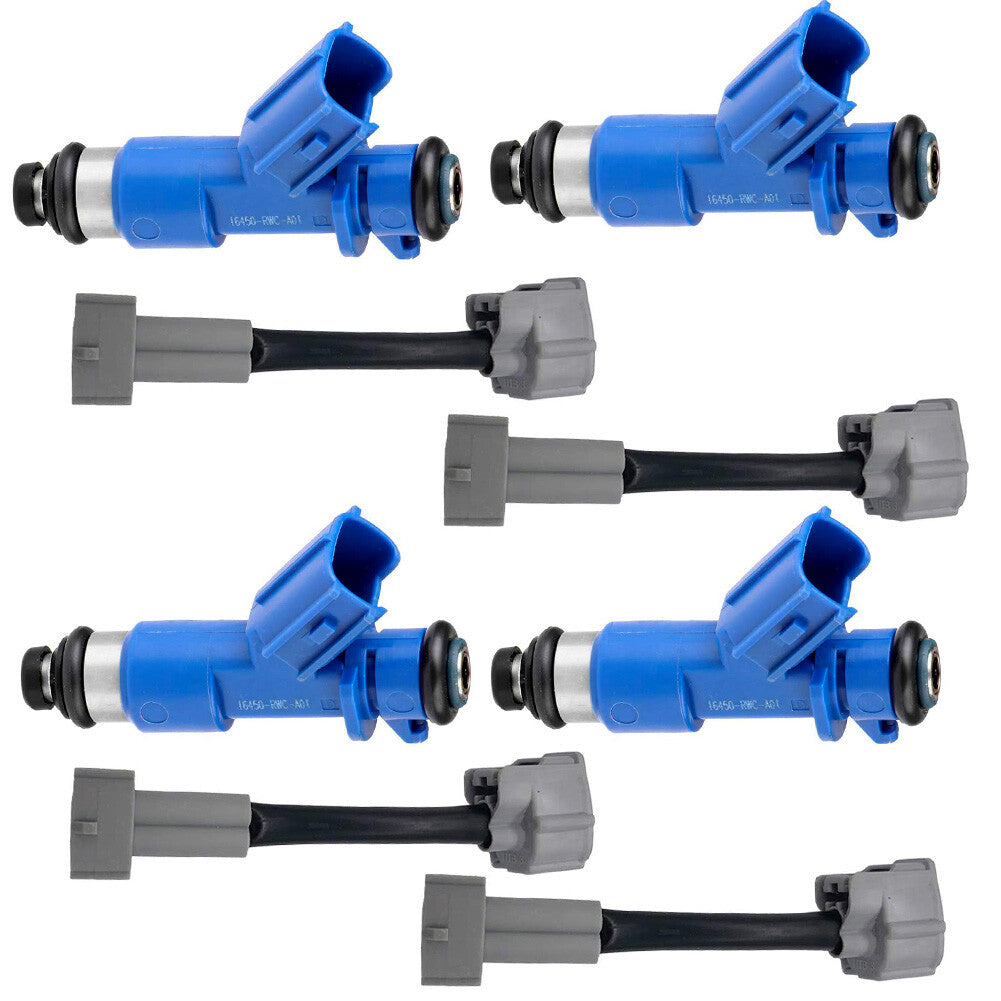 4-Piece Fuel Injector Kit with Adapters 410cc 16450-RWC-A01 for Honda for Acura for RDX