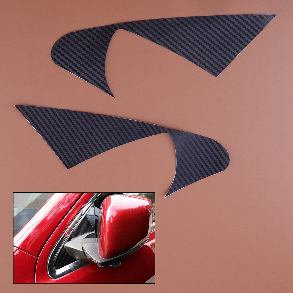 Carbon Fiber Style Mirror Base Triangle Trim Fit for Jeep Grand Cherokee 2011-21