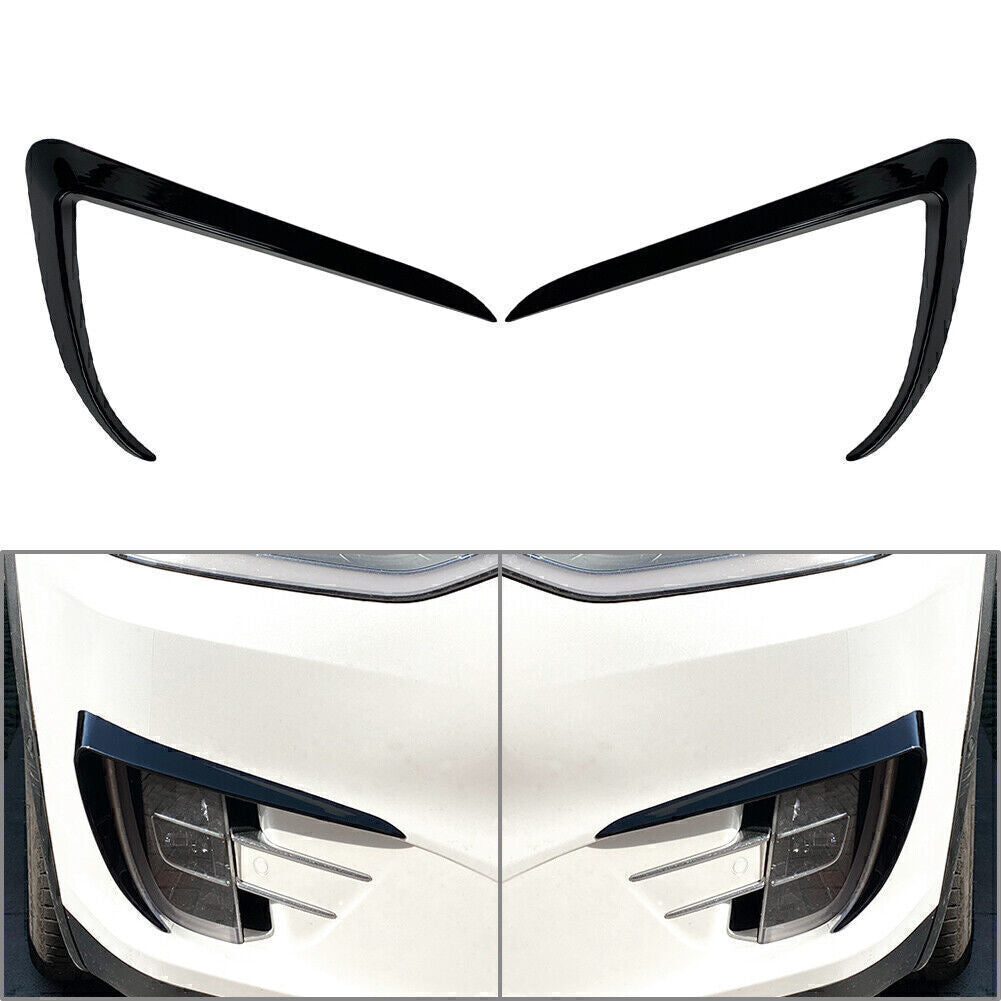 for Tesla Model X 2015-2020 2019 Black Front Fog Light Lamp Eyebrow Cover Trim