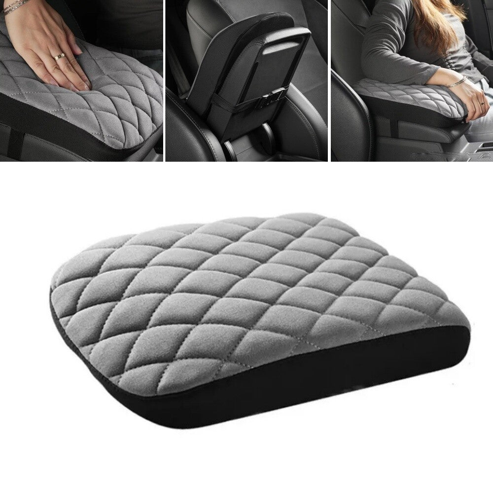 Car Armrest Cushion Cover Center Console Memory Cotton Box Pad Protector Gray