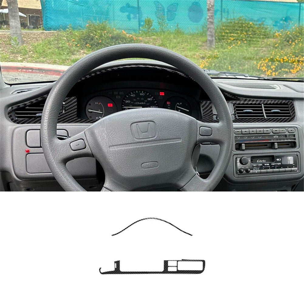 2pcs Carbon Fiber Speedometer Panel Cover Trim for Honda for Civic 1992-1995 2DR