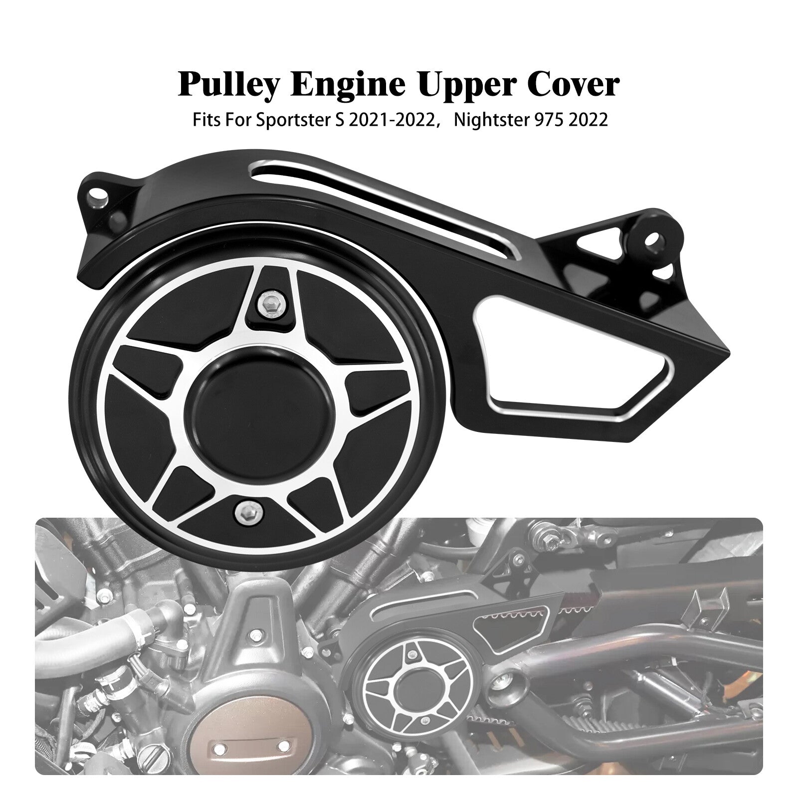 Black Side Sprocket Pulley Engine Cover for Harley Sportster S RH1250S 2021-2023