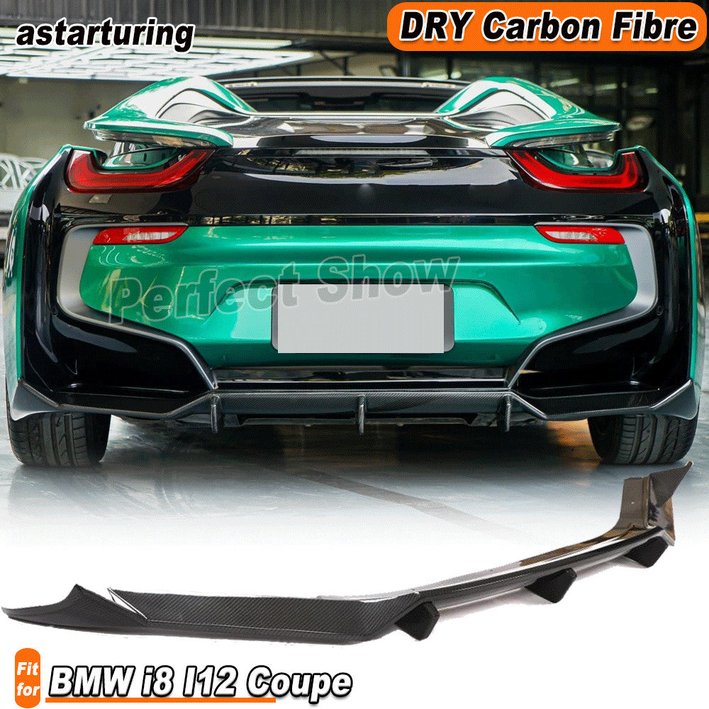for BMW i8 2014-2018 Dry Carbon Fiber Rear Bumper Lip Diffuser Spoiler Body Kit