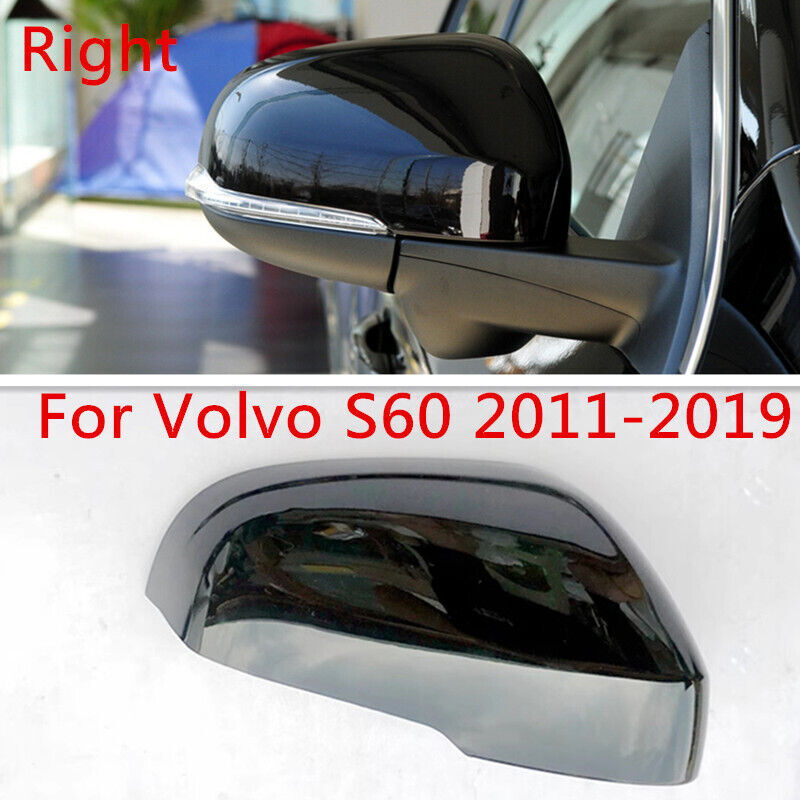 Black Right Side Rearview Door Mirror Cover Shell Cap for Volvo S60 2011-2019