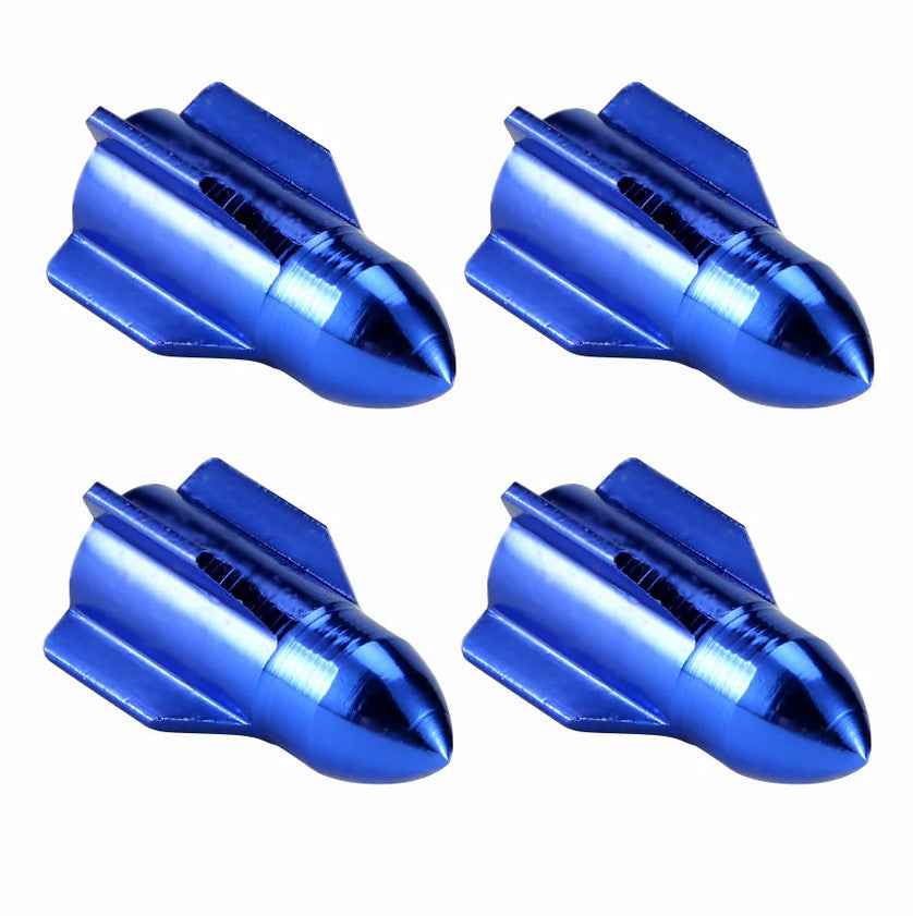 4-piece car tire valve cover rod air dust cover dustproof blue rocket for Honda for Suzuki