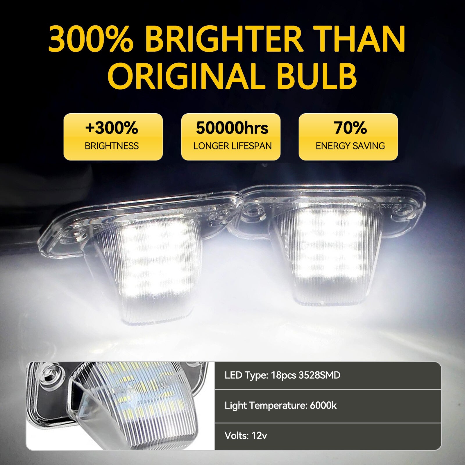 2x LED License Number Plate Light for VW T4 Transporter 90-03 Caddy for Passat for Jetta