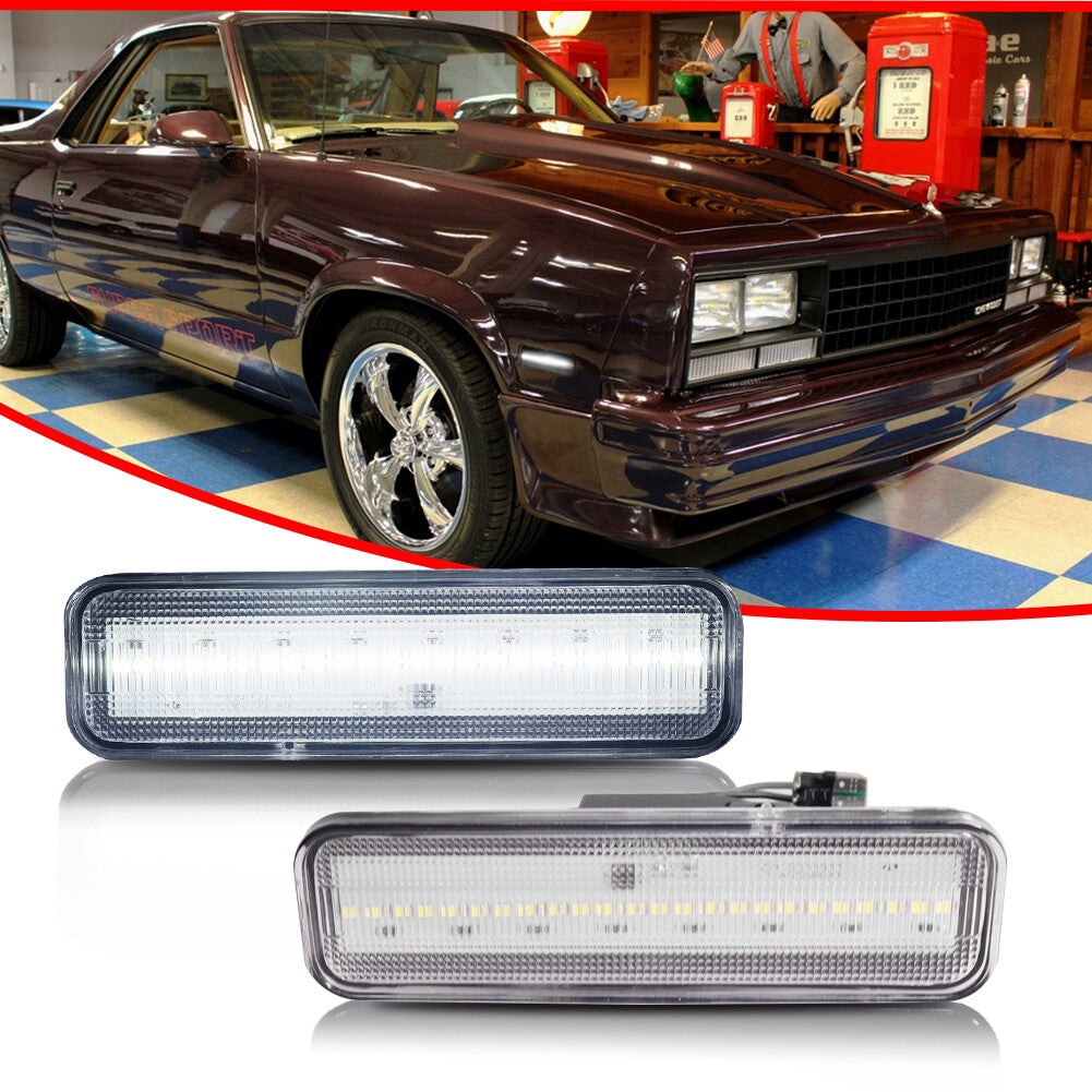 White LED side marker lights for 1982-1987 for Chevrolet El Camino and for GMC Caballero