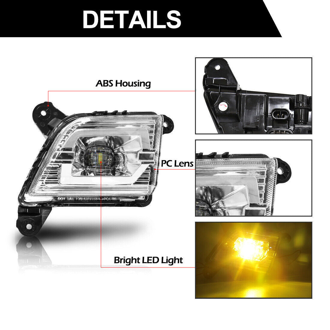 For 2019-2021 for Chevrolet for Chevy Silverado 1500 Front Fog Lights LED Bumper Lamp 2P