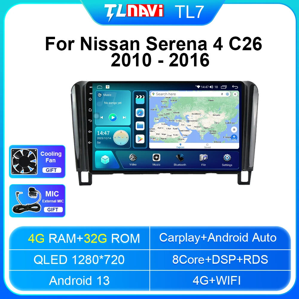 for Nissan Serena 4 C26 2010-2016 CarPlay Car Radio GPS Multimedia Player Screen