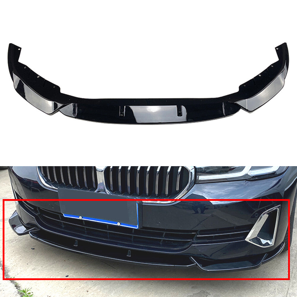 Front Bumper Lip Spoiler Splitters Kit for BMW 5 Series G30 G31 2021+ Car Black