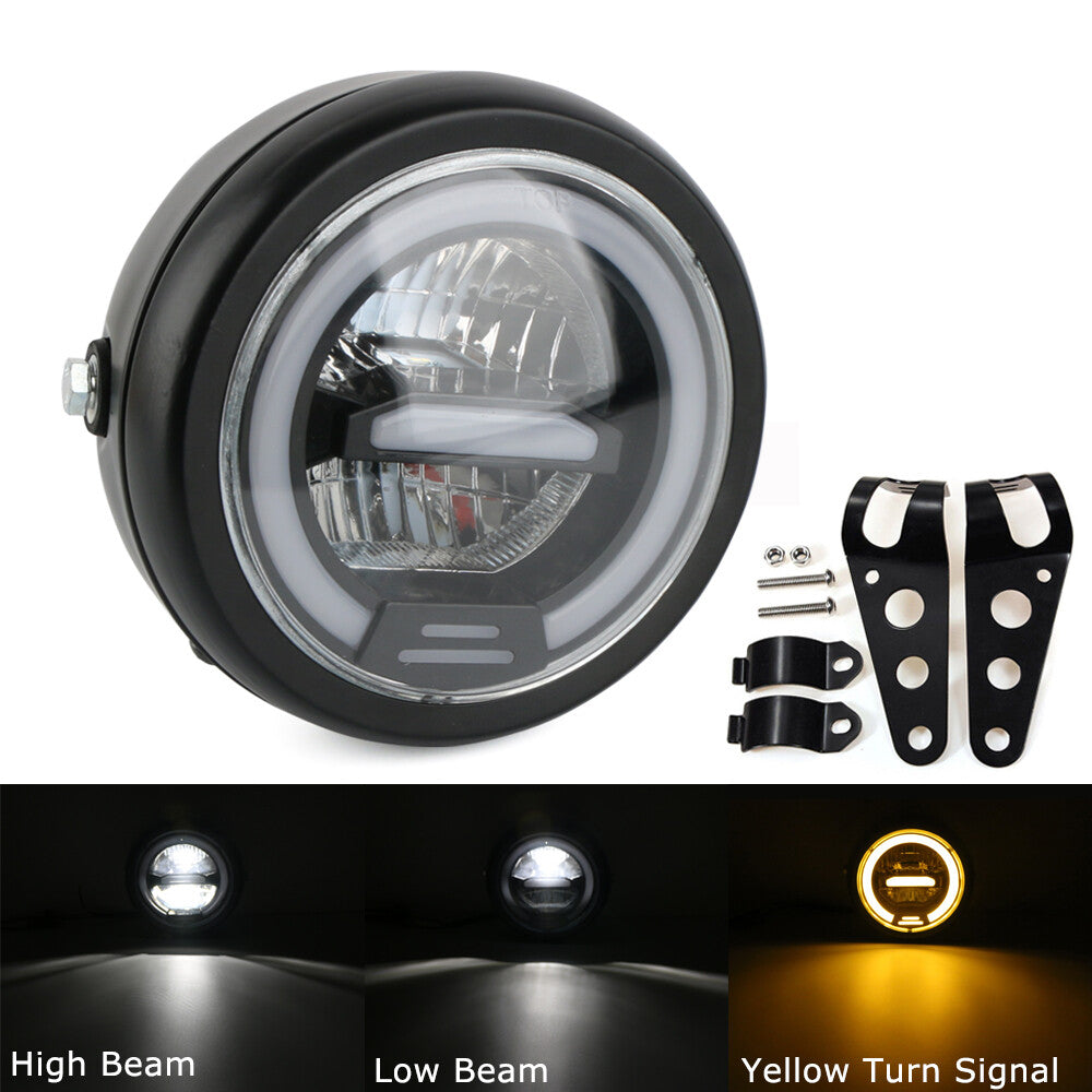 6.5-inch motorcycle headlight height-adjustable circular projector mount suitable for Harley Cafe Racer