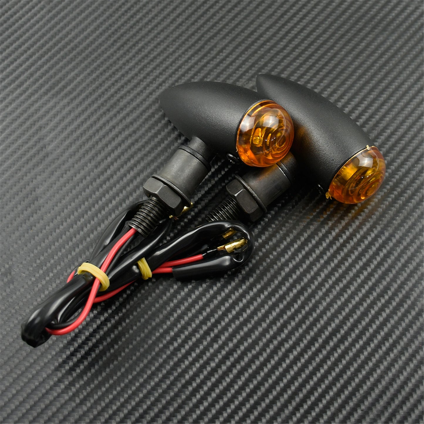 2X 10mm Amber LED Bullet Turn Signal Indicator Light Fit For Bobber Cafe Racer