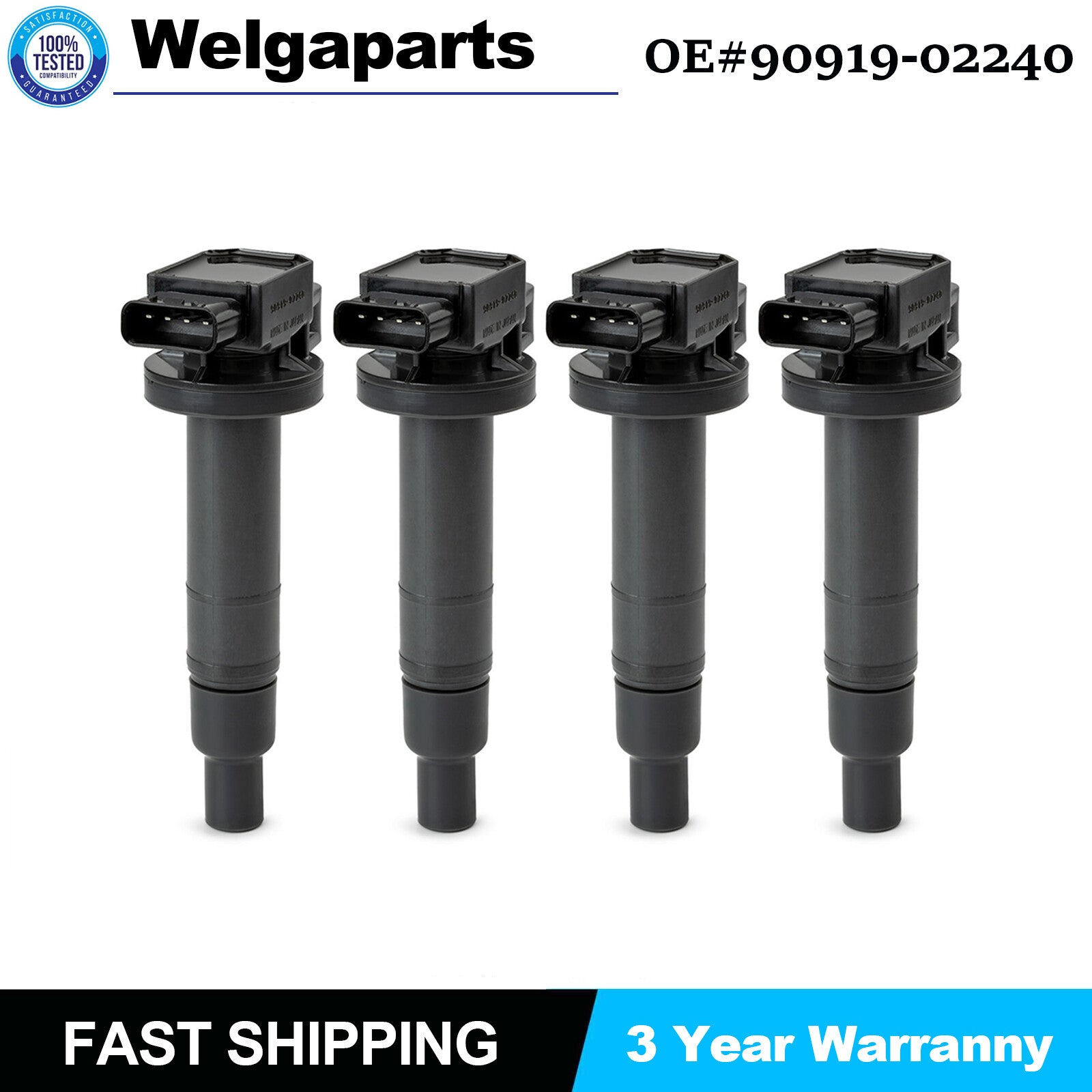 4PCS Ignition Coil New 90919-02240 for SCION XA XB 04-06 for TOYOTA YARIS 2007-2018
