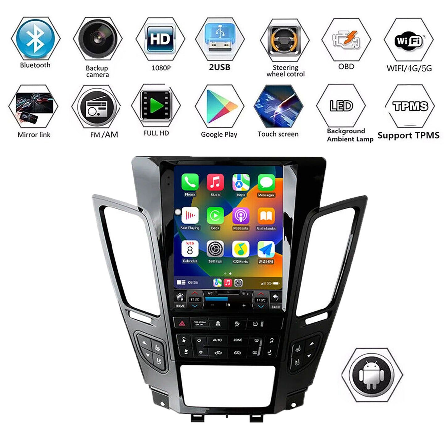 CarPlay GPS NAVI WIFI Android 11 Car Radio for Tesla Style Screen Fits for Cadillac