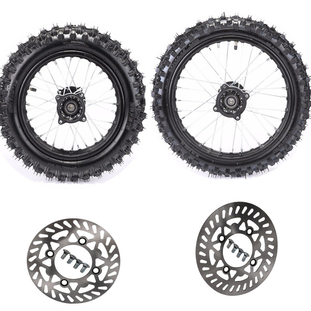 Front 60/100-14 + Rear 80/100-12 Tyre Rim Wheel for 70 110cc 125cc Pit Dirt Bike