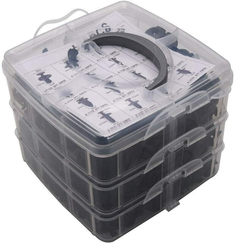 650-piece pack of automotive push-type fixing clips, plastic rivet and screw clips suitable for Toyota , GM, and for Chrysler .