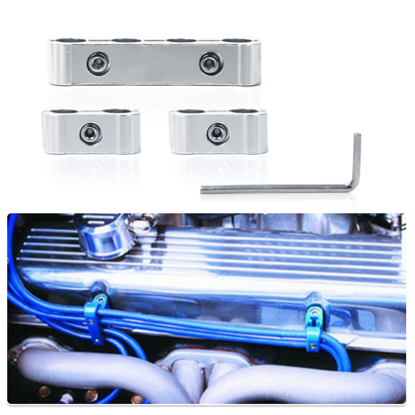 Silver universal spark plug ignition wire separator divider 8mm 9mm 10mm automotive 12P