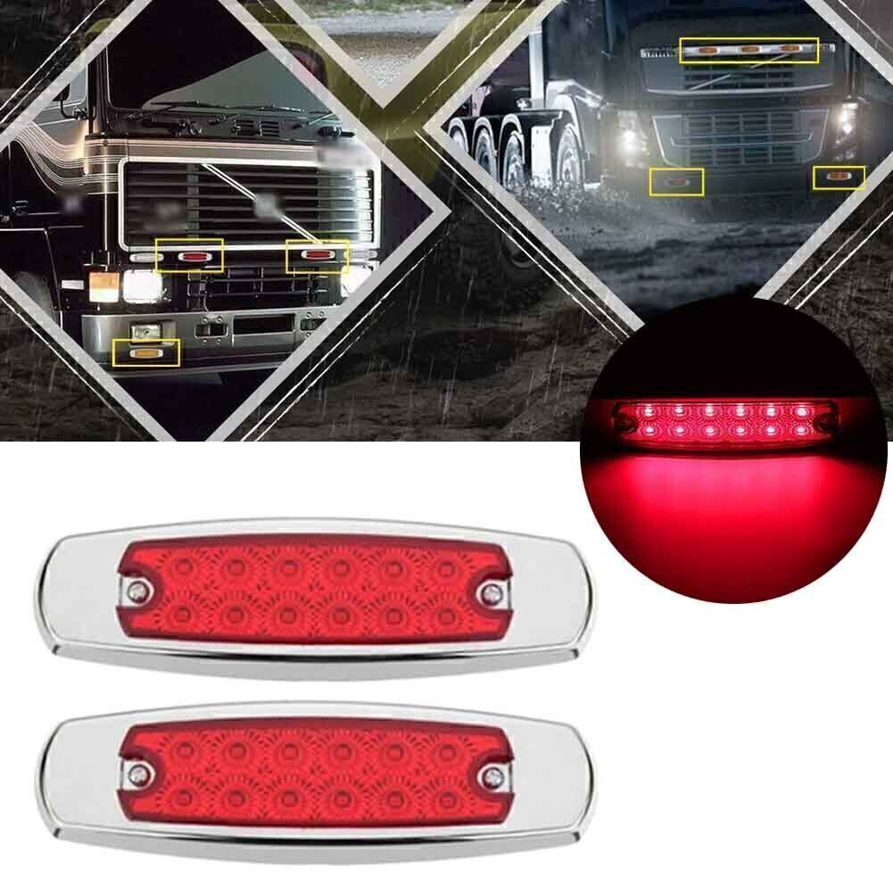 12 LED Sealed Side Marker Clearance Light Lamp 2 Red Fish Shape Trailer