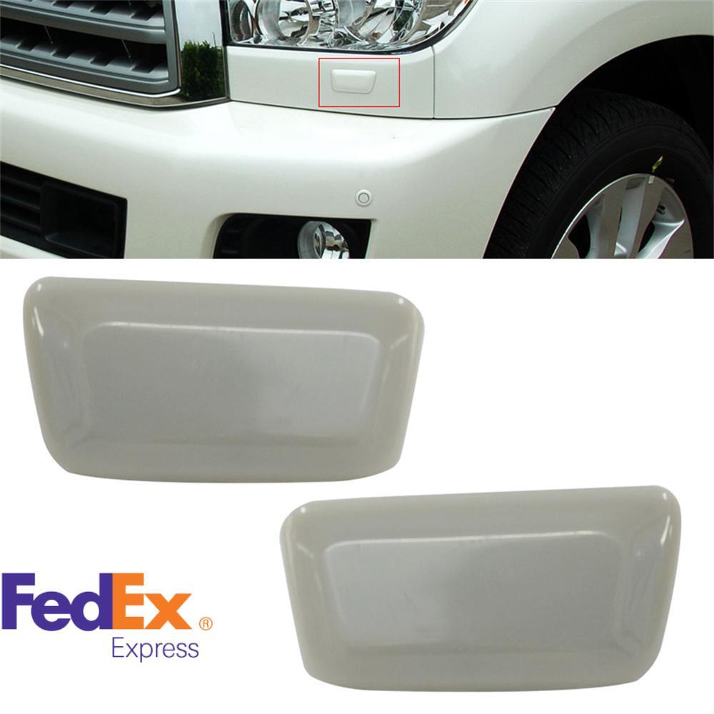 Pair Grey Car Headlight Washer Cover Left Right for Toyota Sequoia 2008-2020
