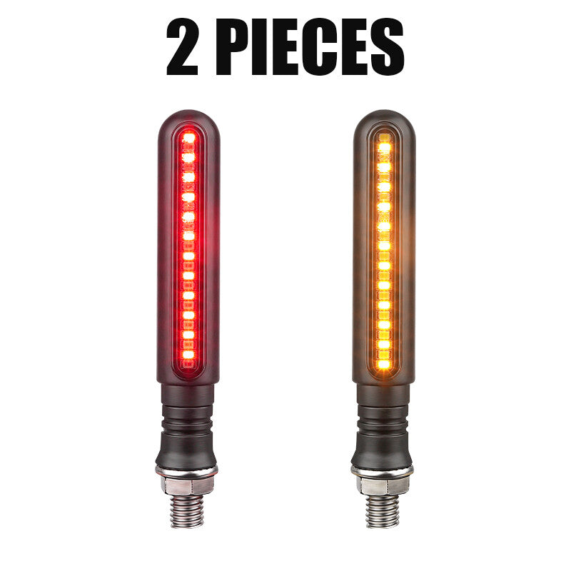 2x LED Rear Motorcycle Sequential Flowing Turn Signal Indicator Light Brake Lamp