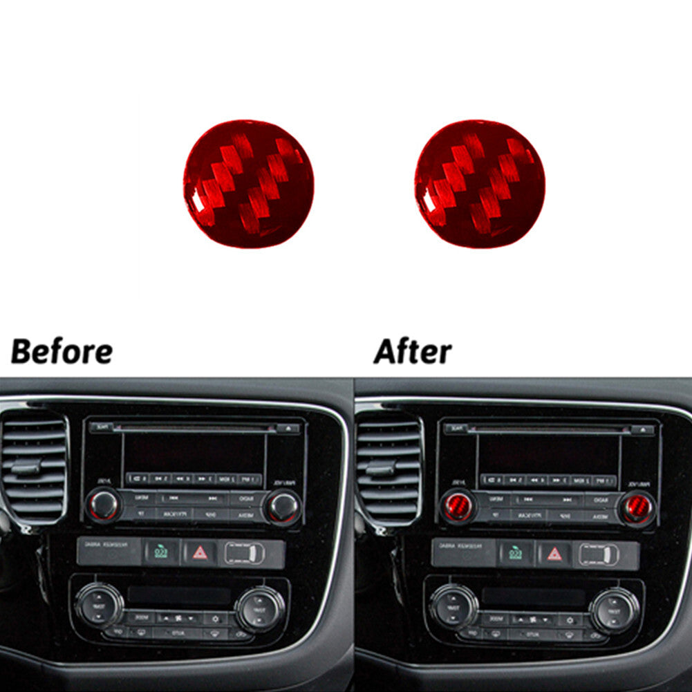 Red Carbon Fiber Regular Radio Buttons Trim for Mitsubishi Outlander 2014-2016