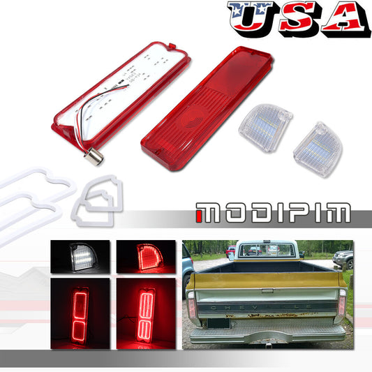 4x Pickup Truck Tail Spare Lights with Washers, Red and White LEDs, Suitable for 67-72 for Chevrolet and Gimsi Trucks