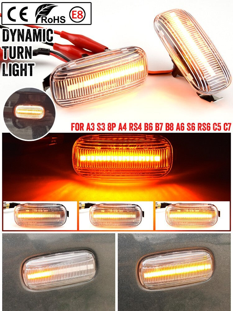 2pcs LED Dynamic Side Marker Turn Light for Audi A3 8P A6 S6 B6 B7 RS6 2000-2005