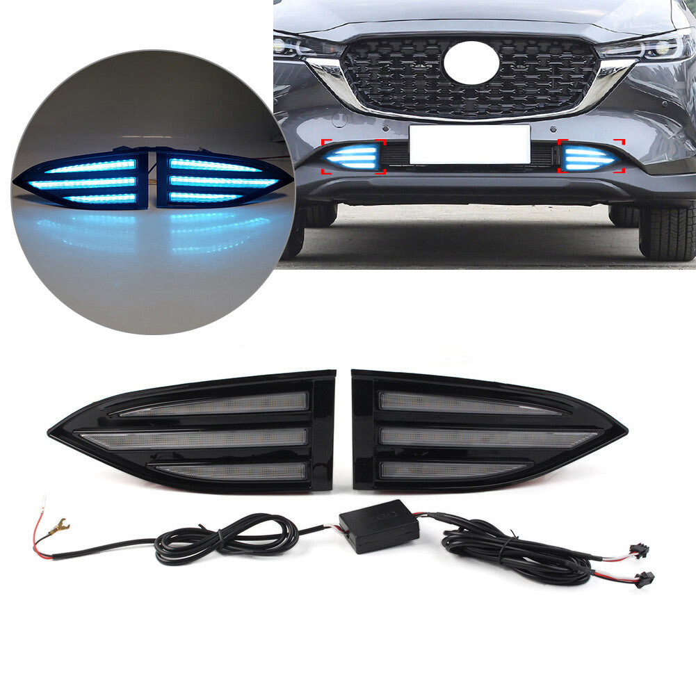 for Mazda CX-5 2022-2023 Light DRL Fog Lamp With Yellow Turn Signal Night Blue