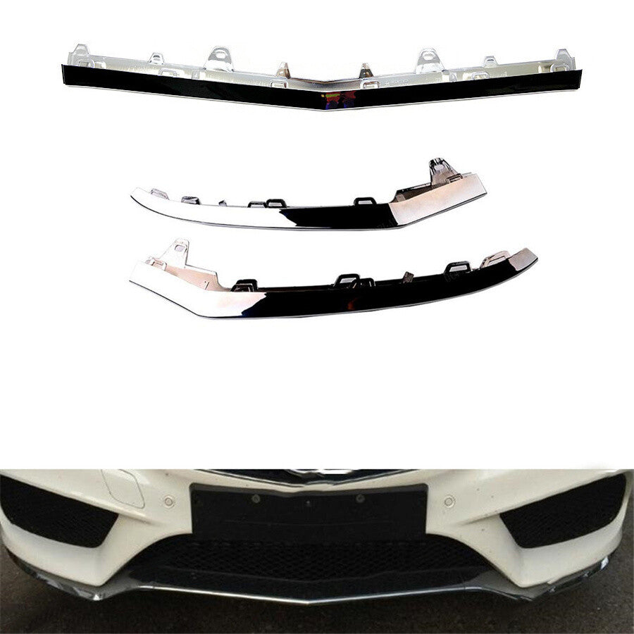 3Pcs Front Bumper Chrome Trim Molding for Mercedes-Benz W212 E250 E350 2014-2016