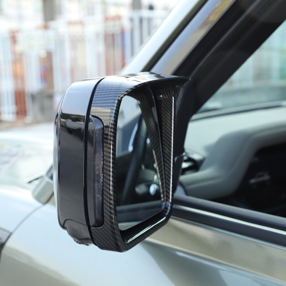 Carbon Style ABS Rear View Mirror Sun Rain Guards for Defender 110 90 2020-2023