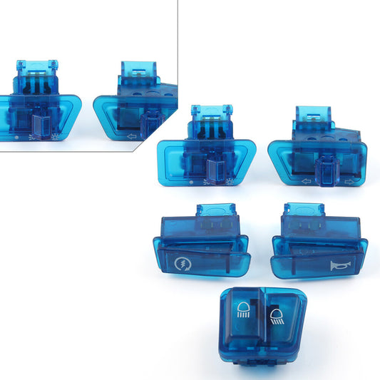 5pcs Scooter Start Horn Turn Signal Headlight High Low Switch Housing Caps Blue