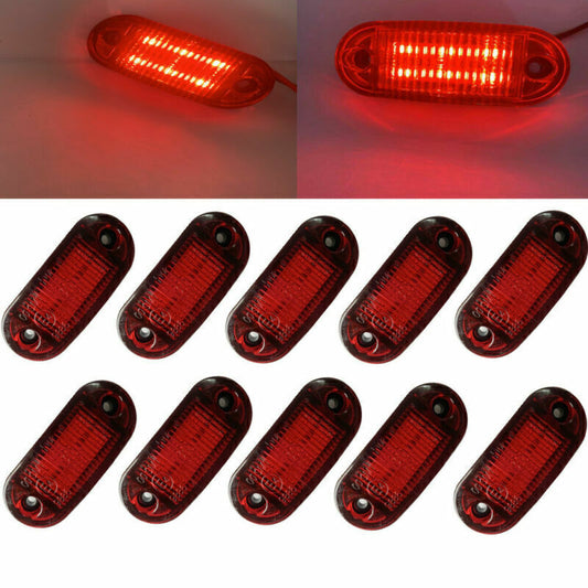10X Side Marker Light Clearance Lamp Car 6LED Oval Trailer Truck Tail Waterproof