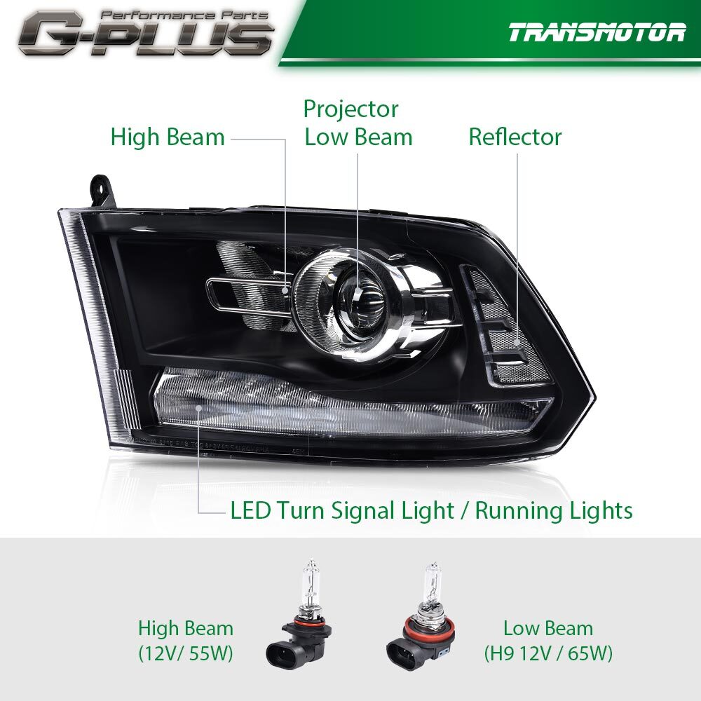 2013-2018 for Ram 1500 2500 3500 Black Puhua LED DRL