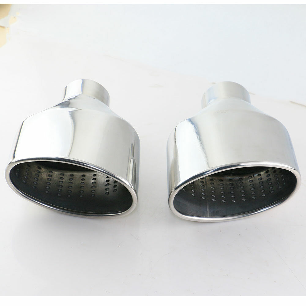 2.5 inlet Sliver Exhaust Tips Stainless Steel Slant 6 Oval for AUDI RS LOOK