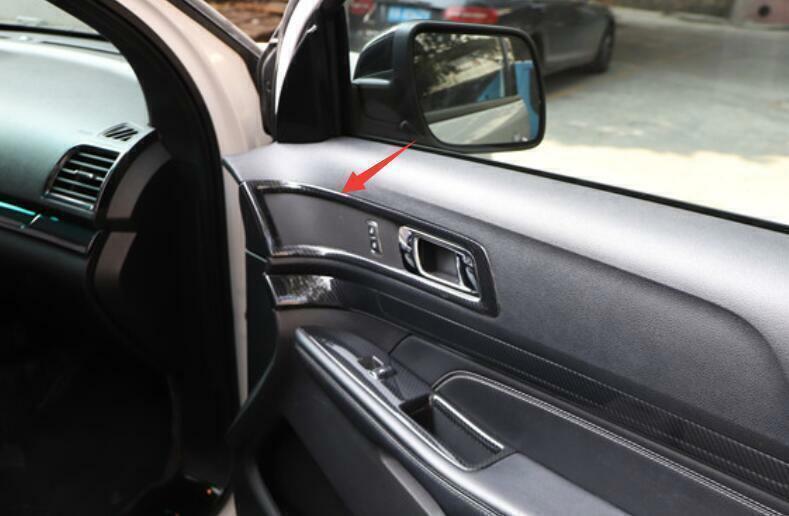 for Ford Explorer 2011-2019 Carbon Fiber Interior Door Handle Lock Cover Trim 4