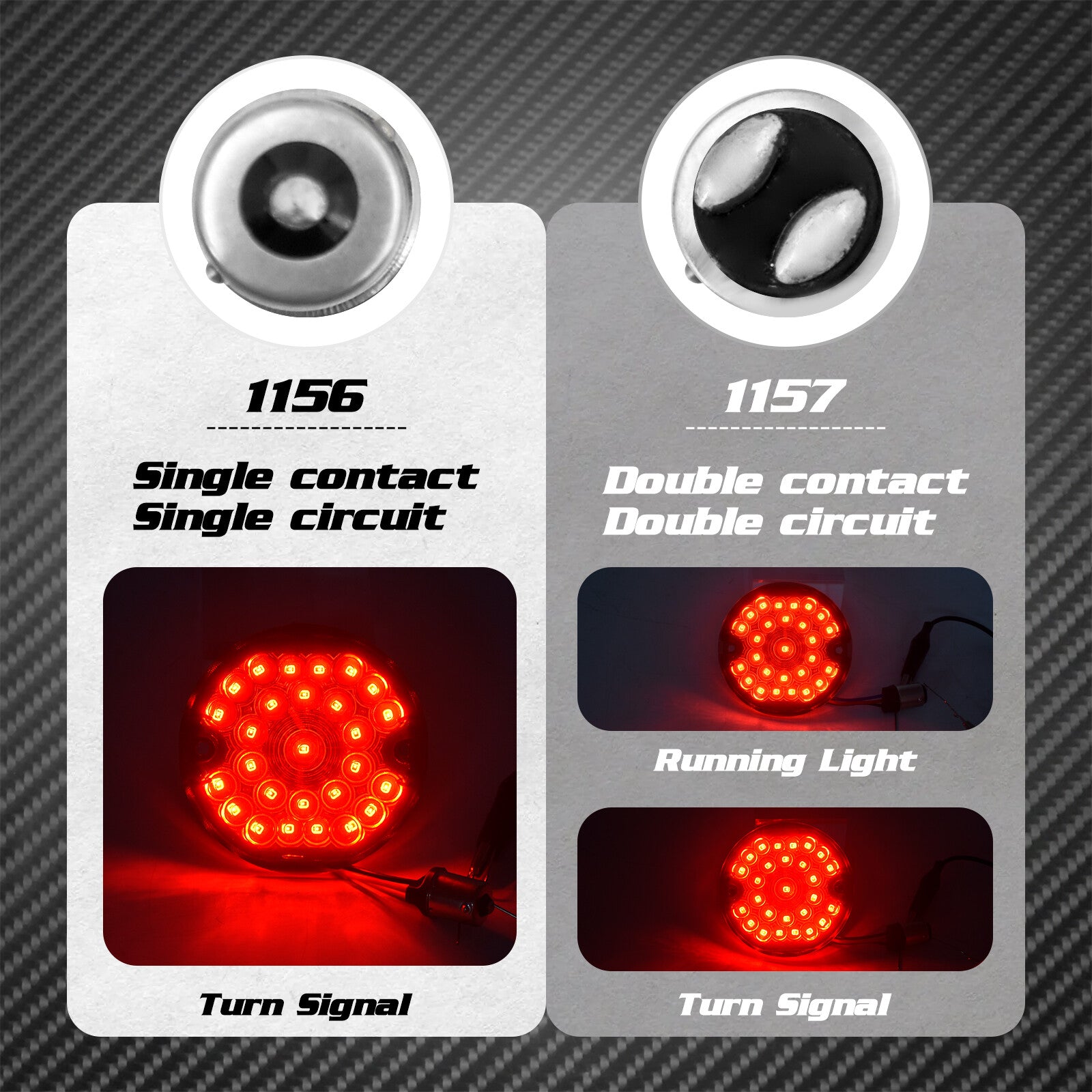 Red 3 1/4 FR 1157 LED Flat Lens Running Turn Signal Light Fit for Harley 86-23