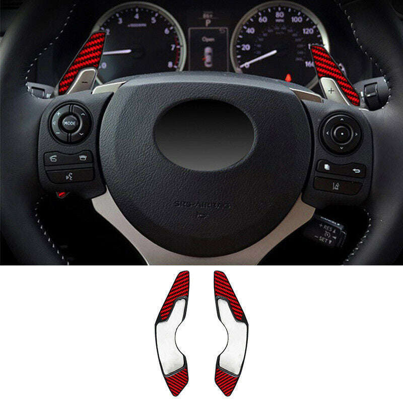 2P Steering Wheel Shift Paddle Shifter for Lexus NX300h 2015-21 Red Carbon Fiber