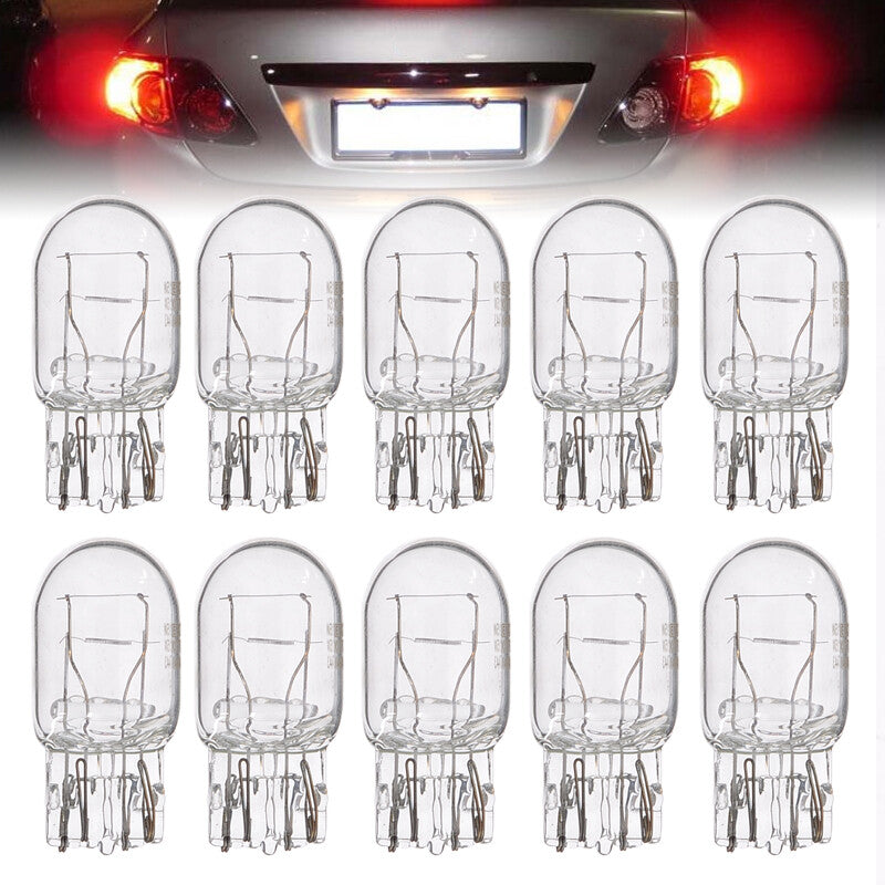10-pack T20 7443 12V 21/5W Transparent Glass Turn Signal Stop Brake Taillight Bulbs