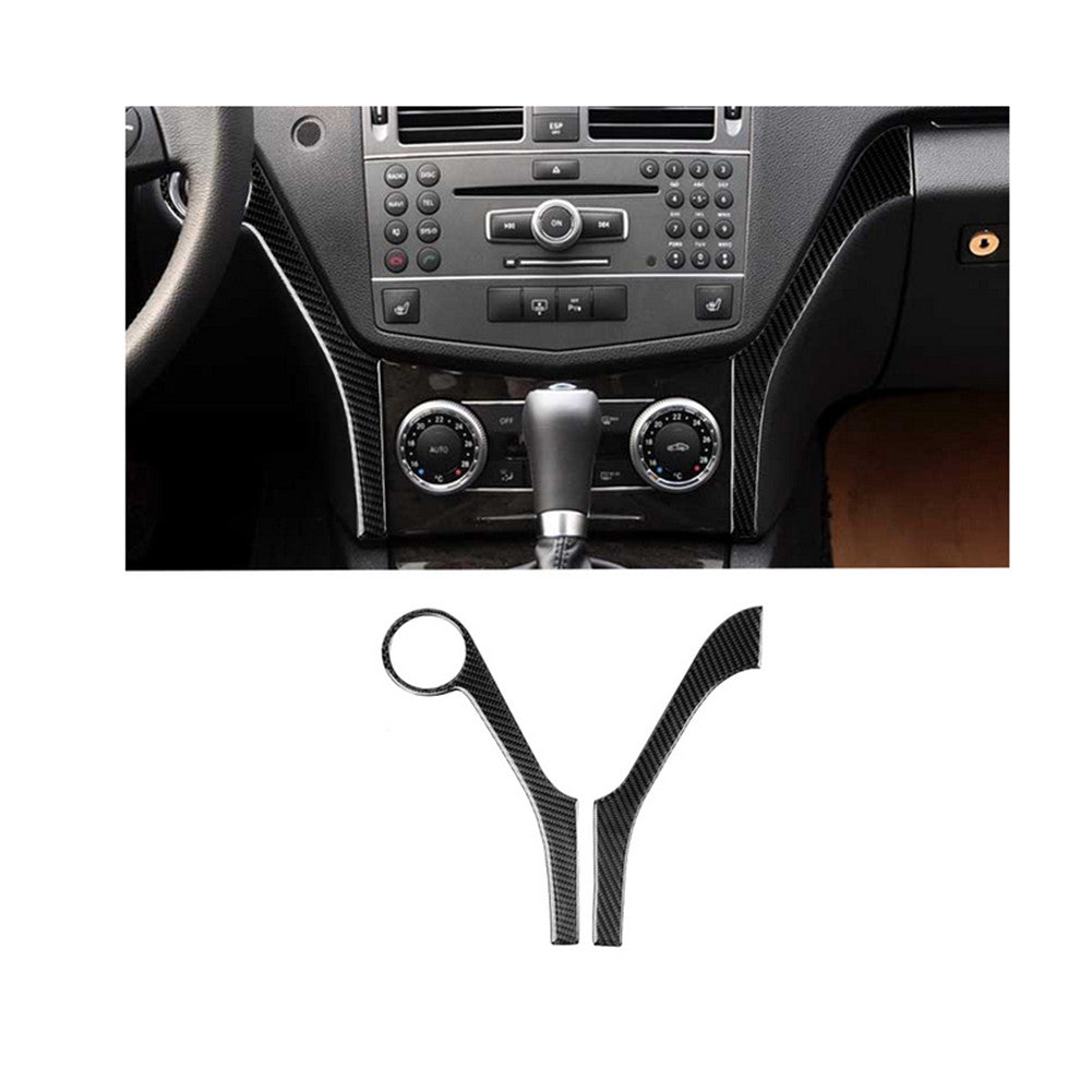 2x Carbon Fiber Center Console Trim for Mercedes-Benz C-Class W204 2007-10