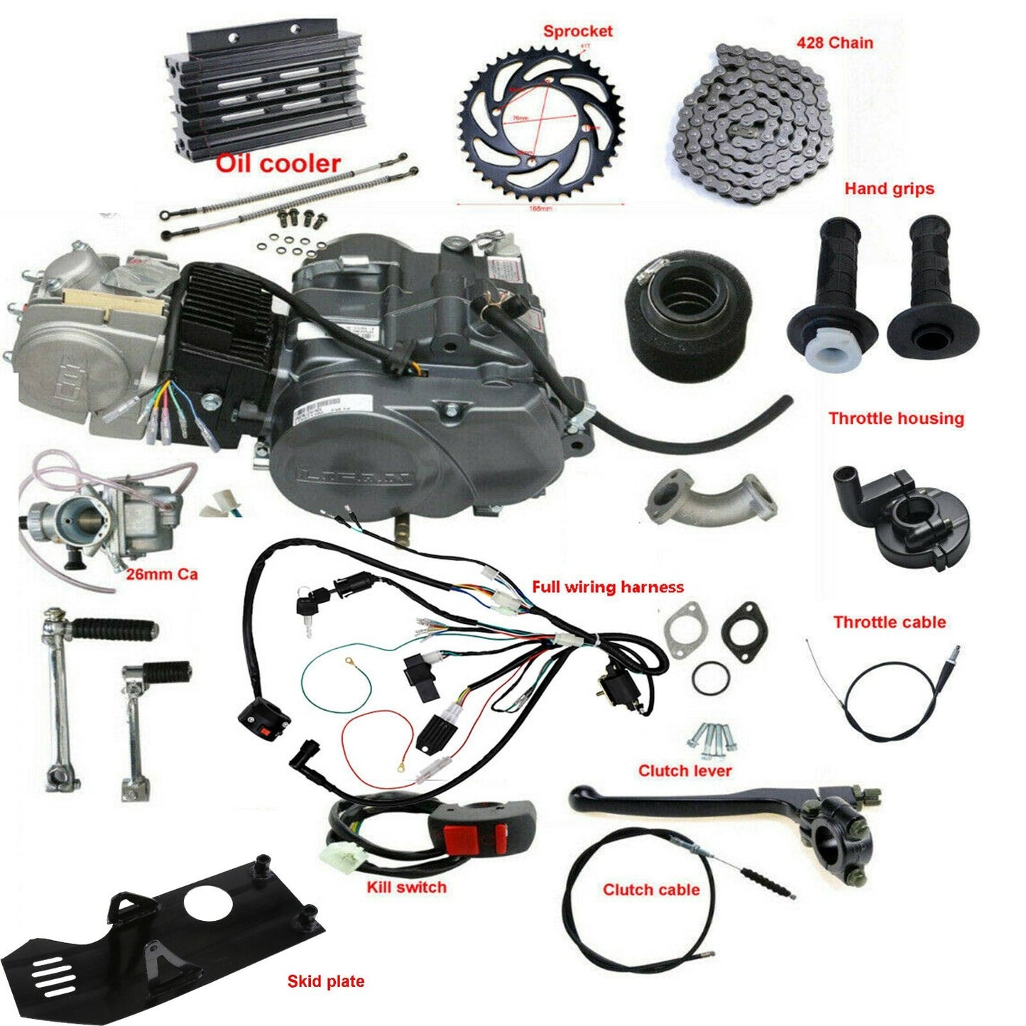 for Lifan 140cc engine motor kit, Kick Start manual Cluth Dirt bike for Honda CRF50
