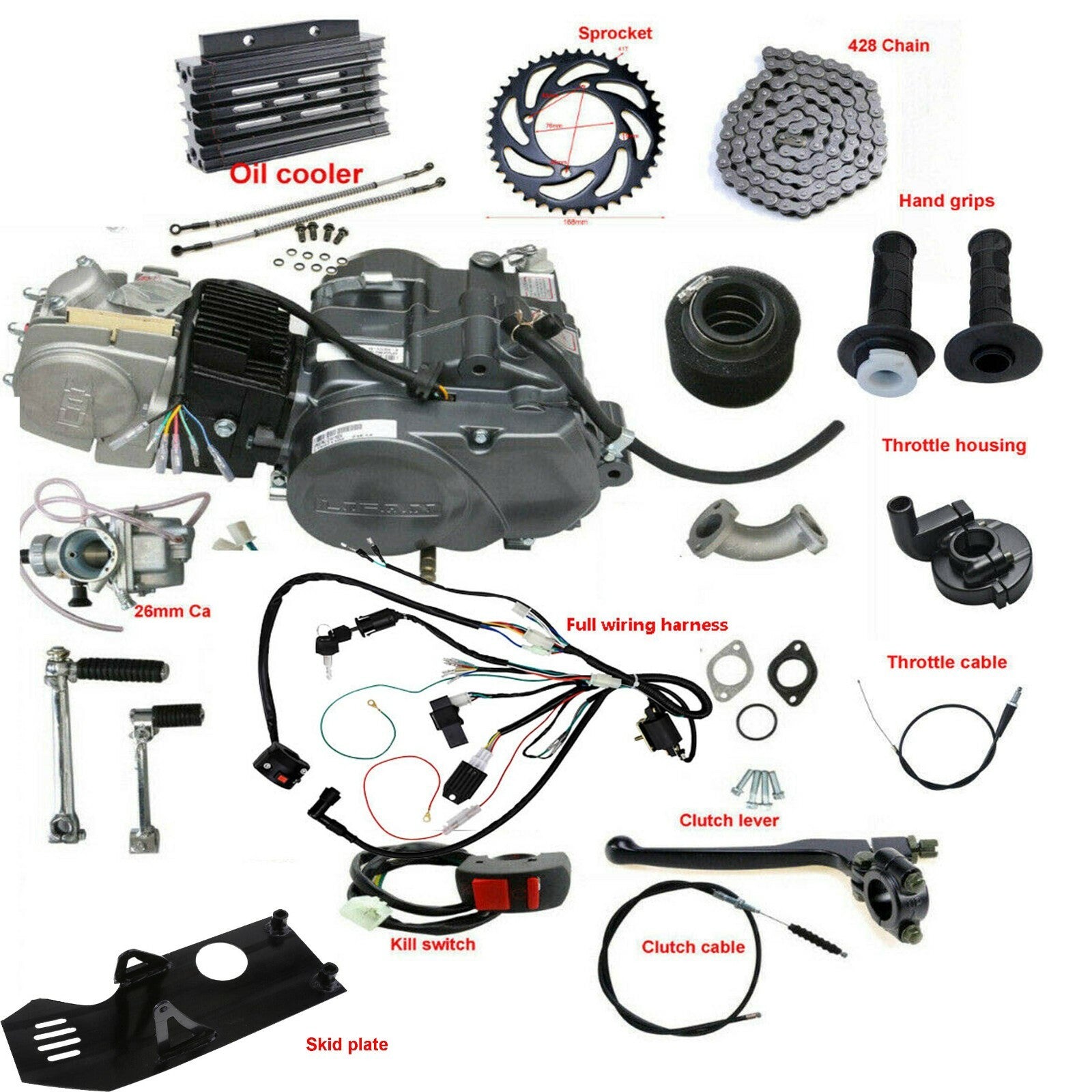 for Lifan 140cc engine motor kit, Kick Start manual Cluth Dirt bike for Honda CRF50