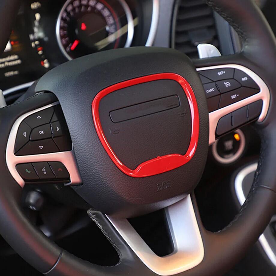 For 2014-2024 for Dodge Durango, red interior steering wheel center ring cover trim