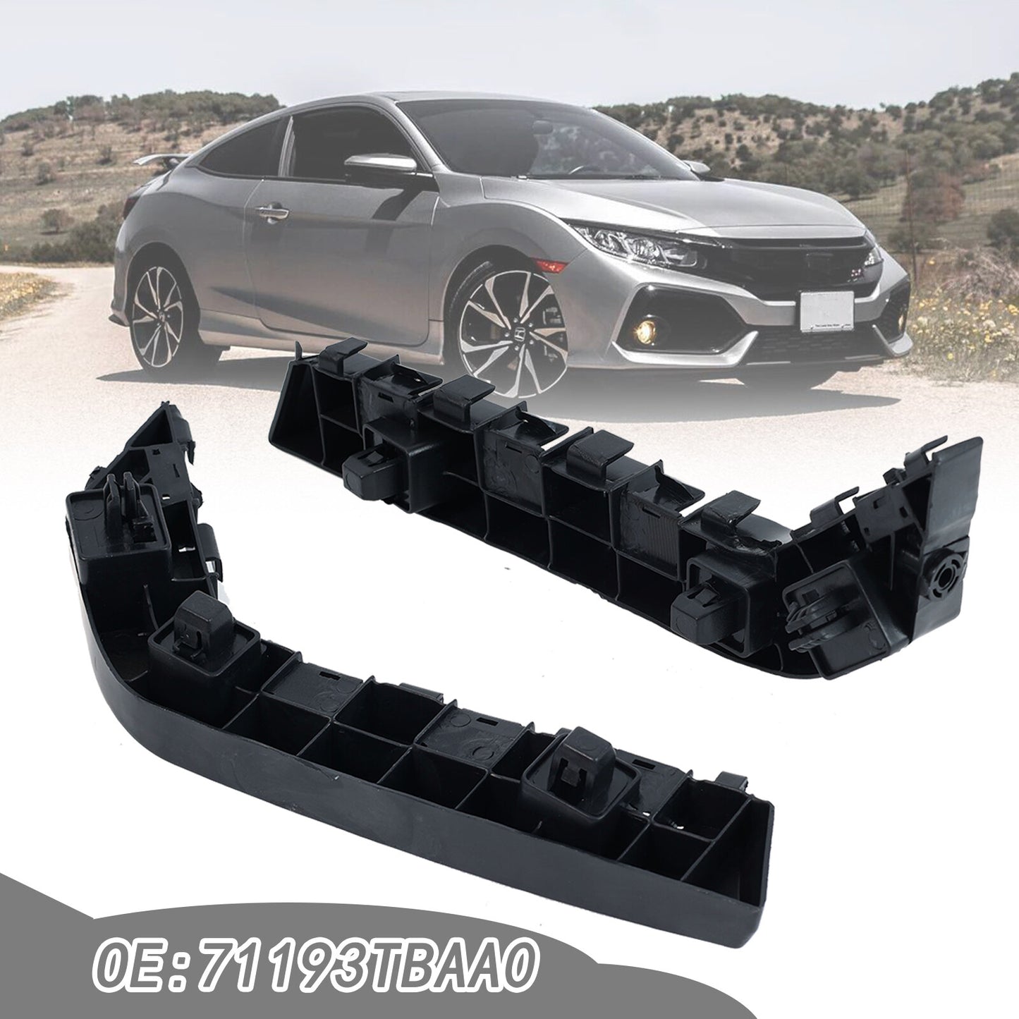 for Honda for Civic Sedan Front Bumper Retainer Bracket Support 2pcs LH RH Black