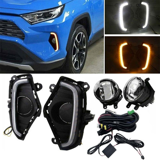 Turn Lamp Front Fog Light w/Harness Switch Kit LED DRL for Toyota RAV4 2019-2023