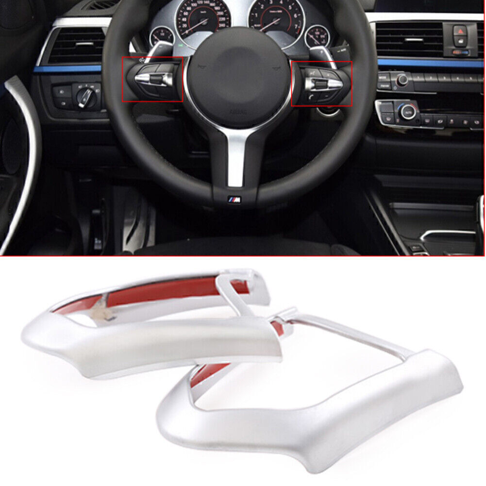 for BMW M3 M4 M5 X5 ABS Pair Silver Steering Wheel Frame Decoration Cover Trim