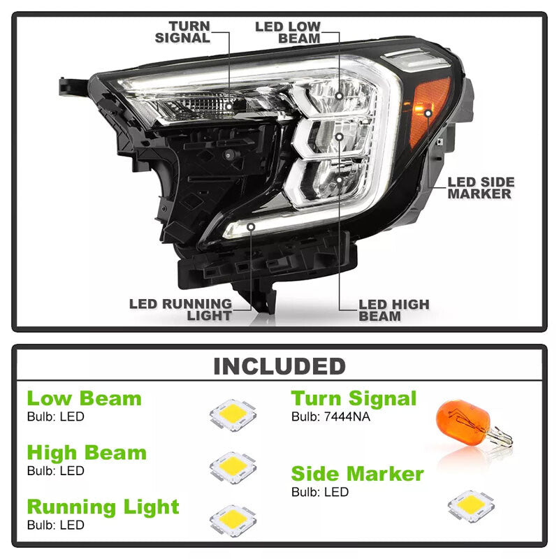 2P for 2022, 2023, and 2024 for GMC Terrain AT4 | SLE | SLT LED Reflector Headlights LH Right Handhold
