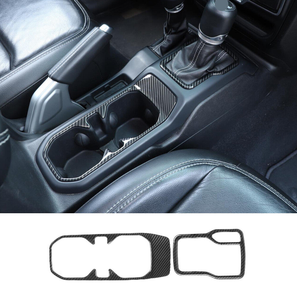 for Jeep for Wrangler JL JT 2018+ Gear Shift Panel Water Cup Holder Cover ABS Carbon