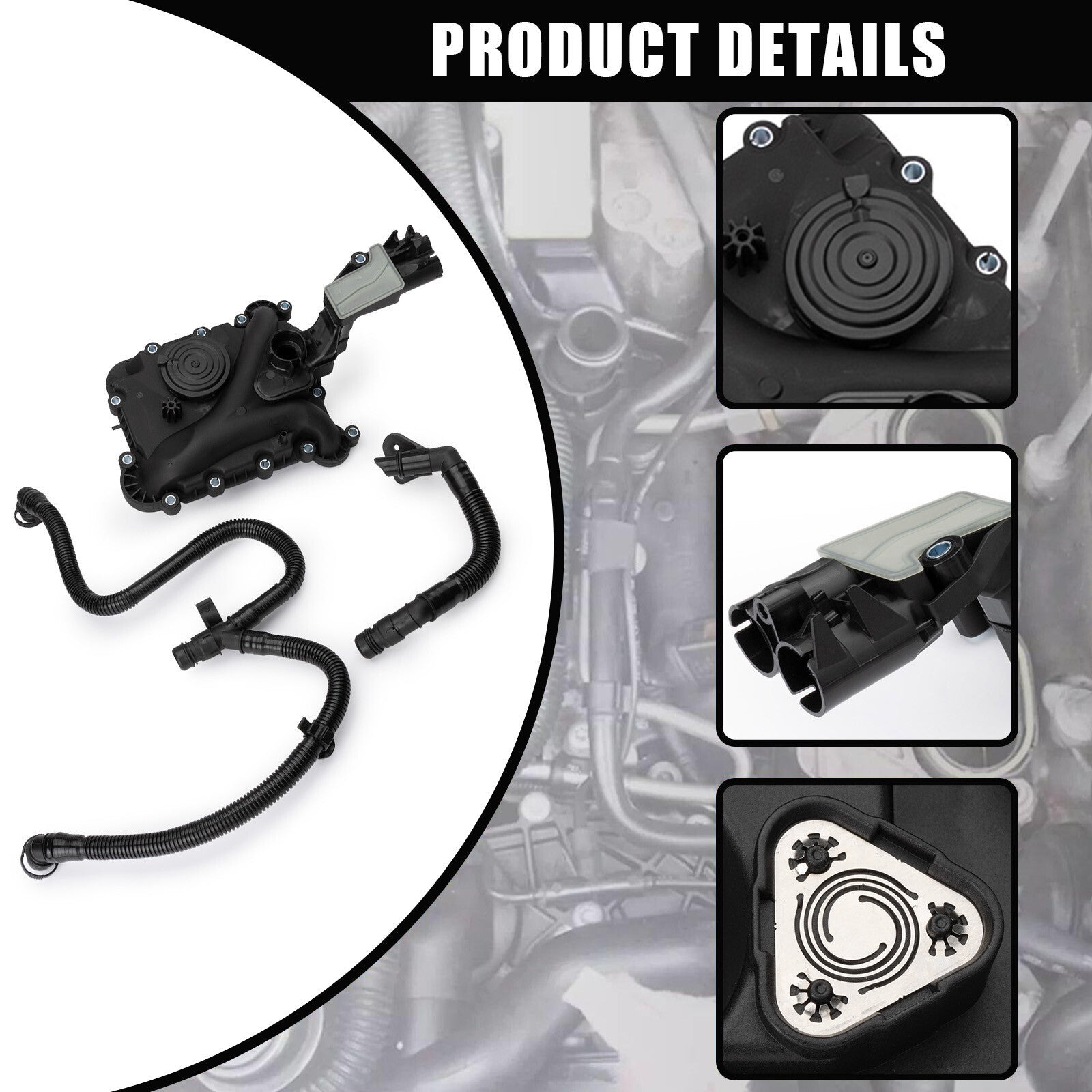 Oil separator PCV valve ventilation trim kit for Audi A6, A7, Q5, Q7 3.0T 06E103547AB