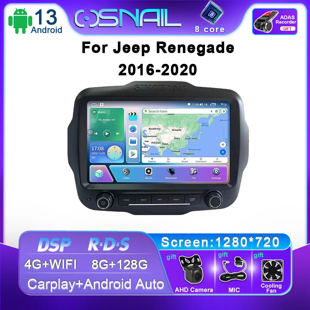for Jeep Renegade 2016-2020 Android Auto CarPlay Car Radio GPS Multimedia Player